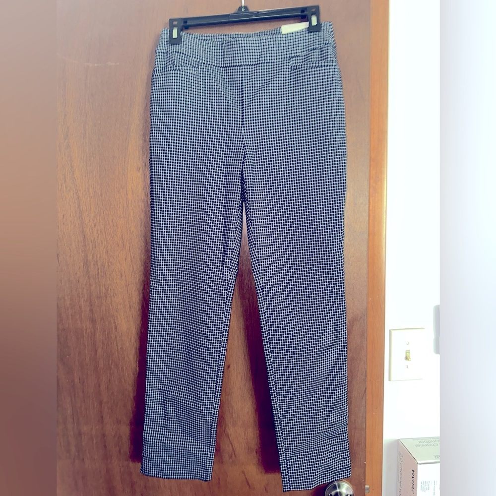 CHICO’S NWT NAVY SO SLIMMING BRIGITTE GRID SLIM ANKLE PANT SIZE 00R